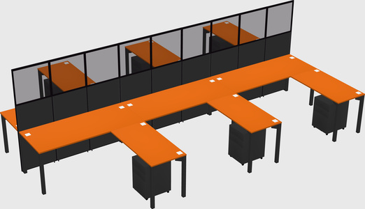 Shared l-shape cubicle