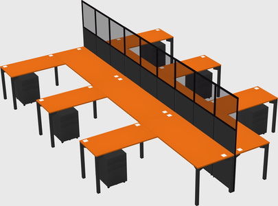 Shared l-shape cubicle