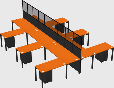 Shared l-shape cubicle