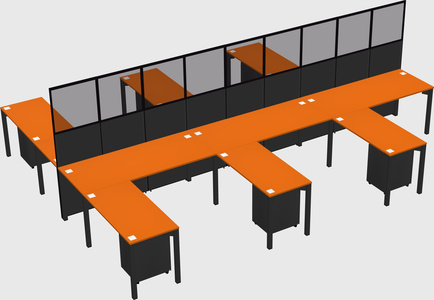 Shared l-shape cubicle