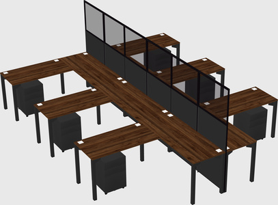 Shared l-shape cubicle