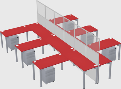Shared l-shape cubicle