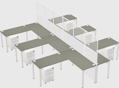 Shared l-shape cubicle