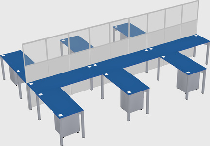 Shared l-shape cubicle