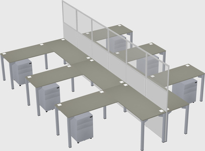 Shared l-shape cubicle
