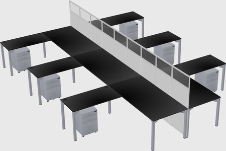 Shared l-shape cubicle