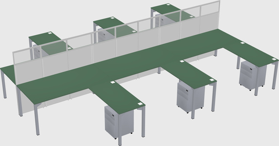 Shared l-shape cubicle
