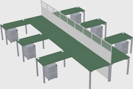 Shared l-shape cubicle