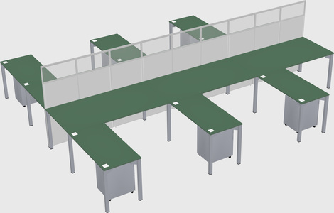 Shared l-shape cubicle
