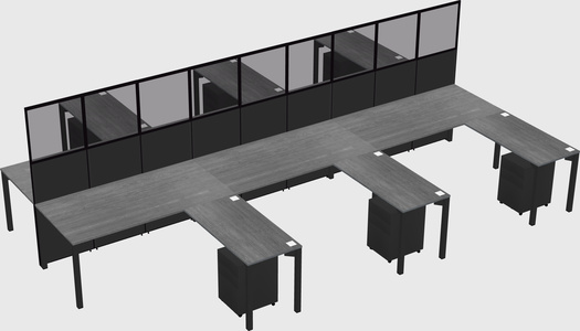 Shared l-shape cubicle