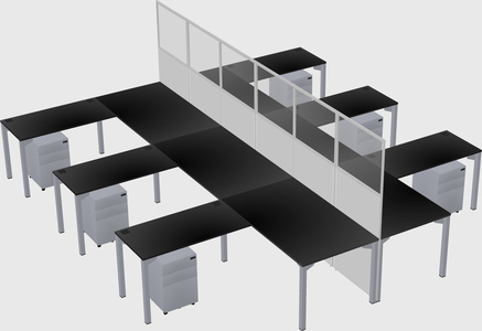 Shared l-shape cubicle