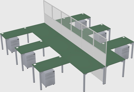 Shared l-shape cubicle
