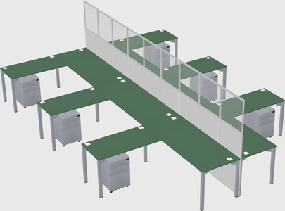 Shared l-shape cubicle