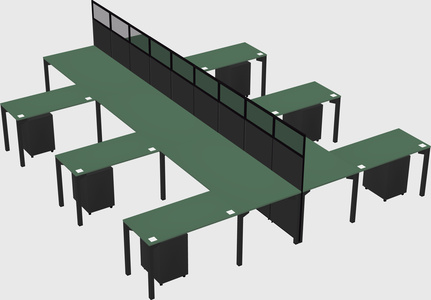 Shared l-shape cubicle
