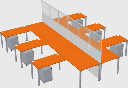 Shared l-shape cubicle