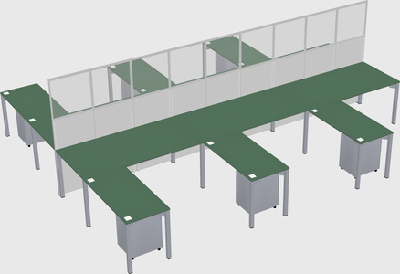 Shared l-shape cubicle
