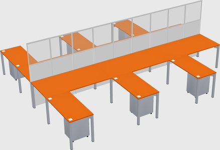 Shared l-shape cubicle