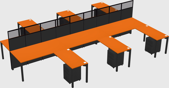 Shared l-shape cubicle