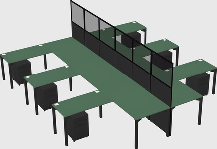Shared l-shape cubicle