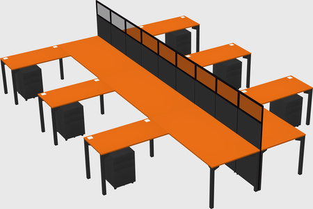 Shared l-shape cubicle