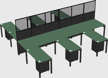 Shared l-shape cubicle