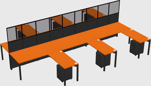 Shared l-shape cubicle