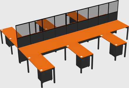Shared l-shape cubicle