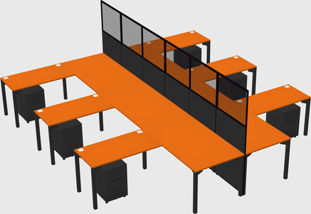 Shared l-shape cubicle