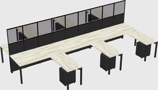 Shared l-shape cubicle