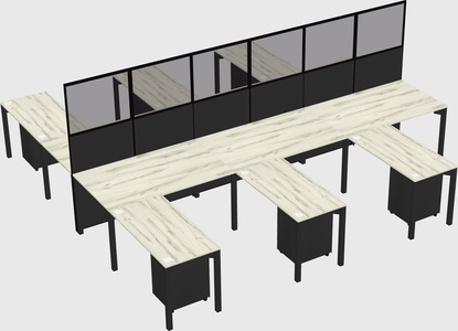 Shared l-shape cubicle
