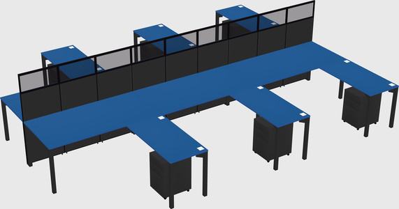 Shared l-shape cubicle