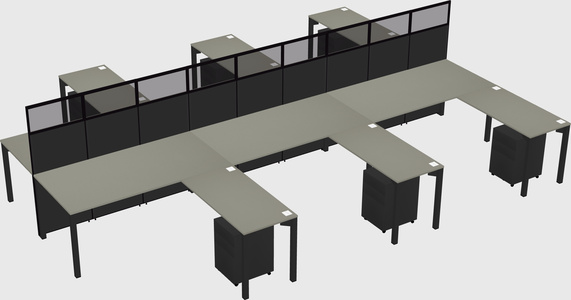Shared l-shape cubicle