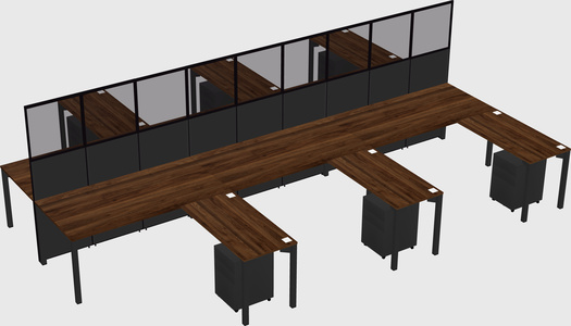 Shared l-shape cubicle