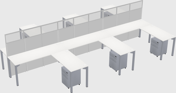 Shared l-shape cubicle