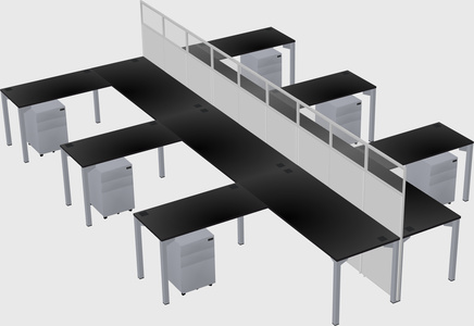 Shared l-shape cubicle