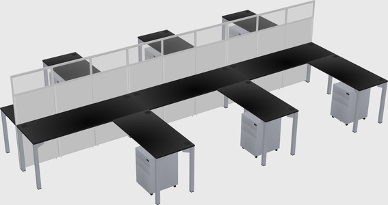 Shared l-shape cubicle