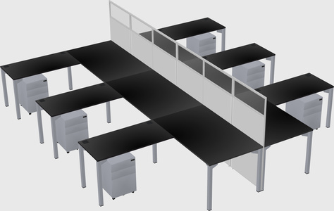 Shared l-shape cubicle