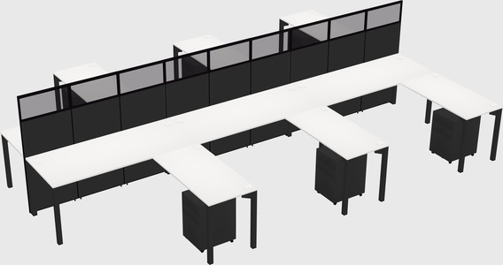 Shared l-shape cubicle