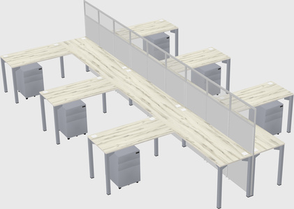 Shared l-shape cubicle