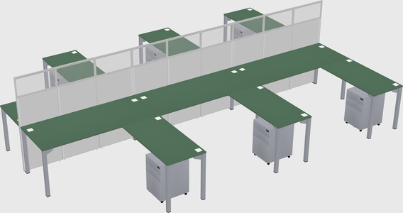 Shared l-shape cubicle
