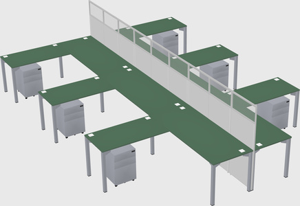Shared l-shape cubicle