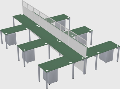 Shared l-shape cubicle
