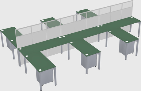 Shared l-shape cubicle