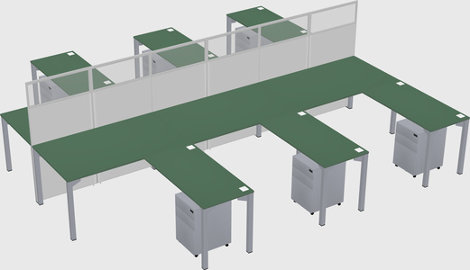 Shared l-shape cubicle