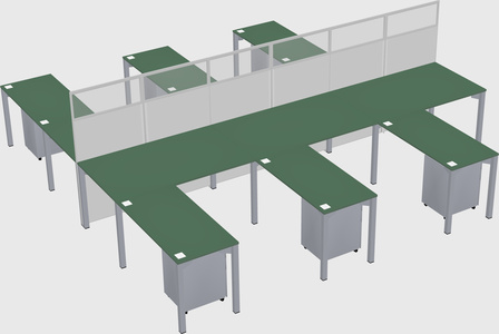 Shared l-shape cubicle