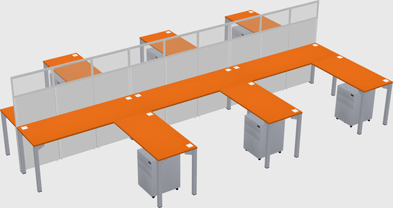 Shared l-shape cubicle