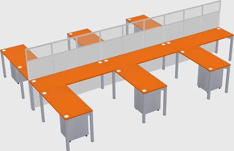 Shared l-shape cubicle