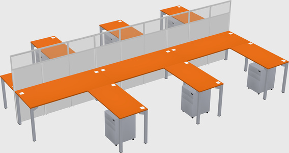 Shared l-shape cubicle