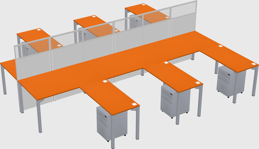 Shared l-shape cubicle