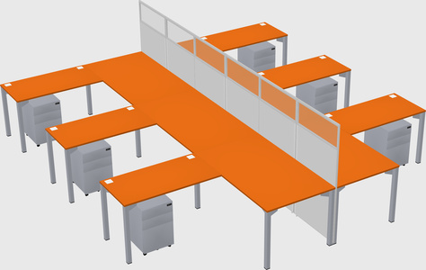 Shared l-shape cubicle